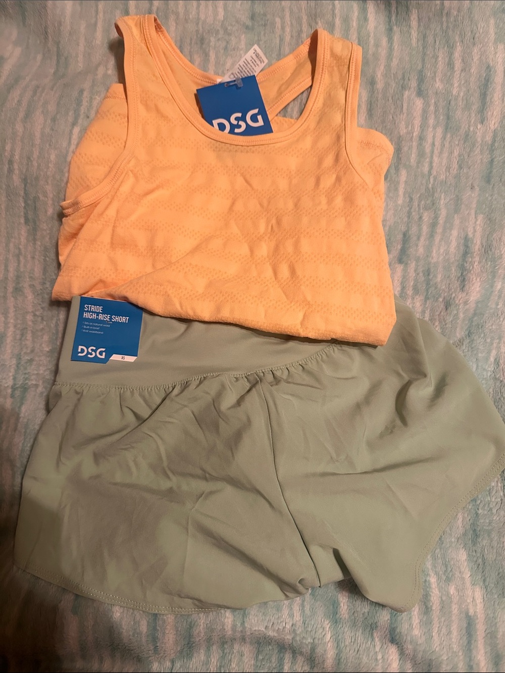DSG Peach Tank Top with Sage Green Shorts girls Xs